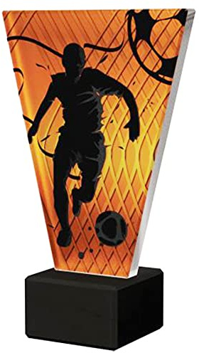 Larius Fussball Pokal - Ehrenpreis Trophäe Goldener Schuh Ball - Amber Glaspokal (Fussball Champion, ohne Wunschtext)