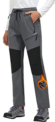 MOCOLY Pantalon Randonnée Hiver Doublé Polaire Pantalon Femme Ski à Coque Souple Imperméable Coupe Pantalon D'extérieur Pantalon Neige Pantalon Chasse Pantalon Travail