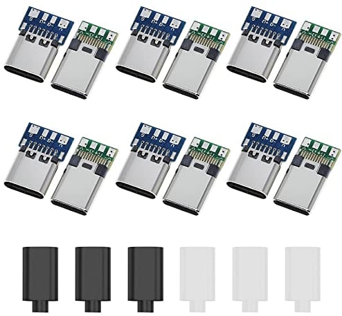RtottiM DIY 24pin USB 3.1 Tipo C Hembra Conector Tipo Conectores USB tipo C USB-C macho enchufe conector tipo SMT