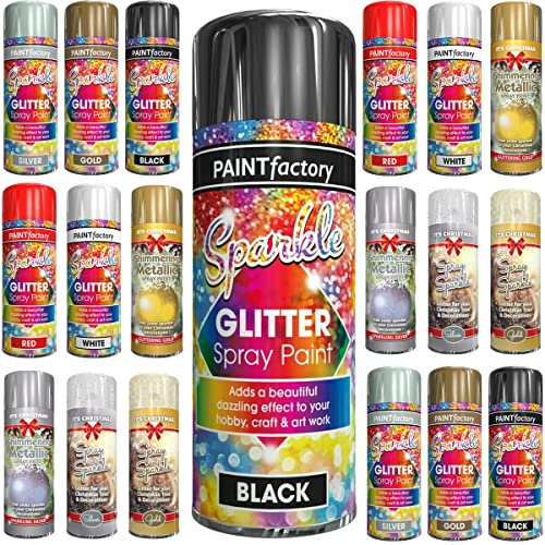 Classic Signature - Glitter Spray Paint 200ml Decorative, Creative, Dazzling Effect to Your Hobby Art and Craft Use (1 Pack, Glitter Black)