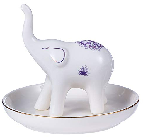 Cabilock Elefanten Schmuck Ständer Halsketten-ausstellungsständer Porzellan Ringhalter Für Halsketten Schmuckring Schale Elefant Ringteller Schmuckturm Tablett Gericht Keramik Weiß