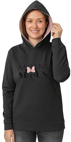 United Labels Disney Minnie Mouse Women's Grey Hooded Sweatshirt Cotton Hoodie, gray, L
