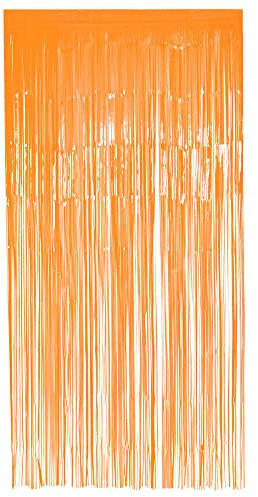 Boland - Folienvorhang neon, 200 x 100 cm, Partydeko für Silvester, Hochzeit oder Geburtstag, Dekoration, Lametta Vorhang, Neonorange