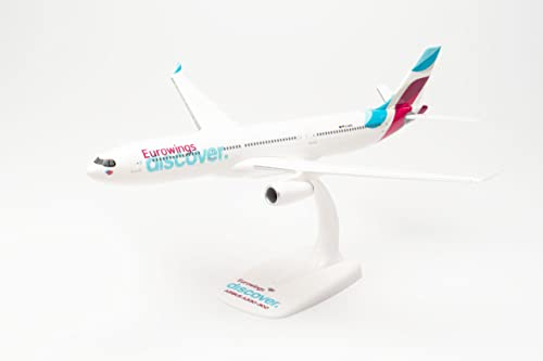 Herpa Modellflugzeug Airbus A330-300 Eurowings Discover, D-AFYR Maßstab 1:200 - Snap-Fit, Modellbau Flugzeug, Flugzeugmodell, Miniatur Deko, Steckmodell mit Standfuß aus Kunststoff