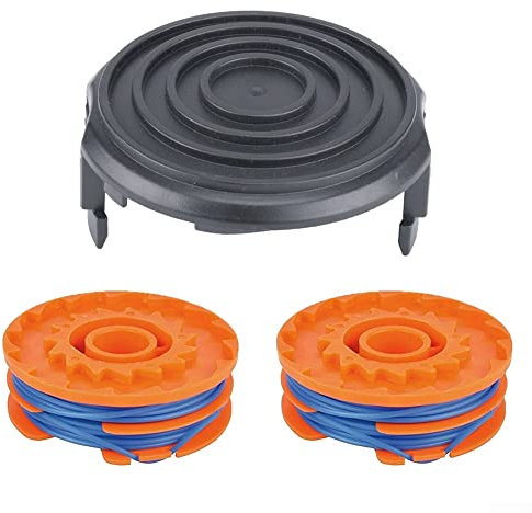 QOXEZY Line & Cover,Spool Line +Cap for QUALCAST GGT600A1 Grass String Trimmers,Replacement Spool & Line Lawn Mowers Accessories(1pc Spool Cap+2pcs Line Spool)