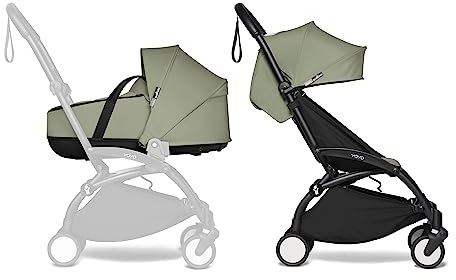 BABYZEN YOYO2 Kompletter Kinderwagen - Inklusive YOYO Liegewanne (Olive), Kinderwagengestell (Black) & 6+ Textilset (Olive) - für Kleinkinder bis 22 kg