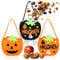 com-four® 3X Halloween Tasche - Beutel zum Sammeln von Süßigkeiten - Sammeltasche aus Filz - Geschenktasche mit kinderfreundlichen Gruselmotiven (03 Stück - orange + schwarz)