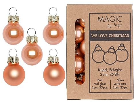 Weihnachtskugeln Glas 2cm x 25 Stück in Kartonbox Christbaumkugeln apricot Sweet Melon