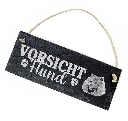 Vorsicht Hund Wolfspitz Schild Schiefer 22x8cm Achtung Warnschild Warnung Warnschild Hundeschild