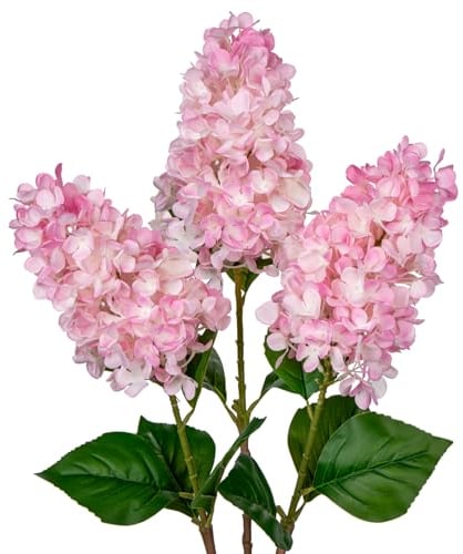 Briful 3er Set Künstliche Hortensien Kunstblumen Wie Echt Frühlingsblumen Rispenhortensie, 73CM Rosa Dekoblumen Kunstzweige für Blumengesteck Home Resto Frühling Dekor