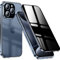 QiiStar Privacy Case for iPhone 15 Pro Max,Anti-Peeping Screen Transparent Back Cover Double Sided Tempered Glass 360 Full Body Phone Case Magnetic Bumper with Camera Lens Protector,Clear Blue