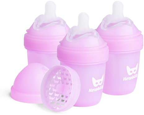 Herobility Lot de 3 biberons anti-coliques, 140 ml, violet