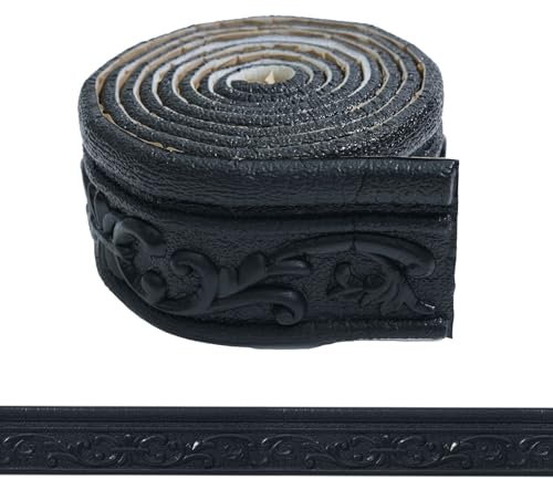 WADILE 90x 3.1 Crown Molding Peel and Stick, Flexible Wallpaper Border Wall Trim Border, Self Adhesive Mirror Moulding Frame Lines, 3D Edging Foam Wallpaper Border Ceiling Baseboard, Black