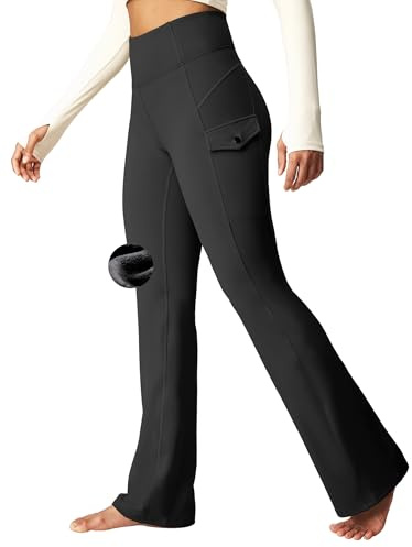 Heathyoga Cargo Pants Women Fleece Lined Leggings Waterproof Hiking Pants Women Thermal Pants Warm Wide Leg Sweatpants Winter