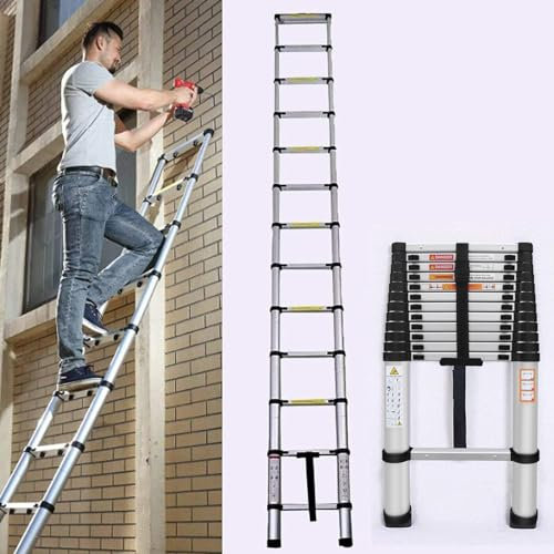 Échelles Télescopiques 5m, Escabeau Aluminium Telescopique Escabeau Extensible - Réglage de la Hauteur Libre, Charge Maximale 150kg