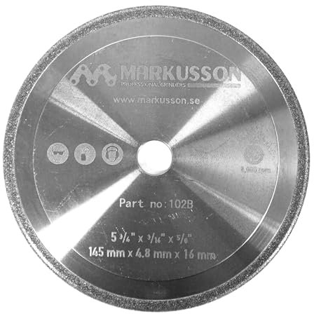 Yerd Hochwertige Markusson 4,8mm CBN Schleifscheibe für Kettenschärfgerät Robo Jolly RJ12, 145 x 4,8 x 16 mm (5 3/4 x 3/16 x 5/8)
