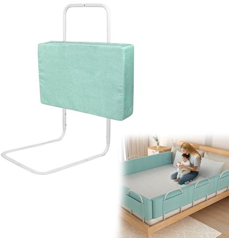YRHome 50cm Kinderbettgitter Bettgitter Bettschutzgitter für Kinder Rausfallschutz Bett Kinderbettgitter 5-Loch Höhenverstellbar für Kinderbett & Familienbett Grün
