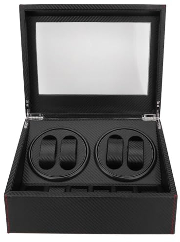 Olvy Uhrenbeweger für 4 Uhren, Watchwinder Box, Extrem Leiser Mabuchi Motor, Flexiblem Uhrenkissen, Watch Winder