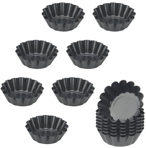 MUNGHOK 14 Stück Kleine Tartelette Förmchen, Mini Tarte Förmchen aus Kohlenstoffstahl, Antihaft Quicheform Klein Tarteform Muffinform Rund Pie Form für Obst Tarte, Pudding, Muffins, Cupcakes