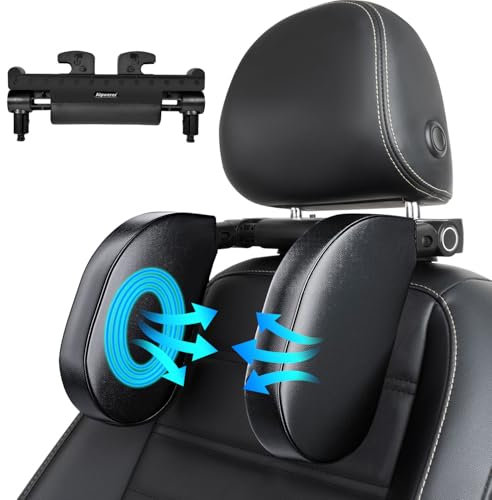Aipwerer Kopfstütze Auto, Weichem Gedächtnisschaum,Einziehbare Abnehmbare Nackenstütze Autositz Seitliches Kopfstützkissen für Kinder Erwachsene, zum Schlafen (Schwarz, A10 PVC)