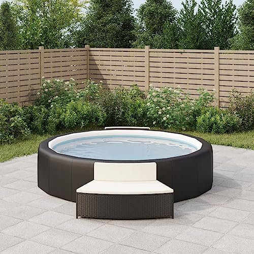 Willood Whirlpool-Bänke mit Auflagen 2 STK. Schwarz Poly-Rattan