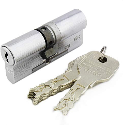 EVVA 4KS Doppelzylinder 46/41 | hochsicherheits-Profilzylinder | Not- und Gefahrenfunktion & Bohrschutz | Schließzylinder für Haustüren Wohnungstüren | 5 Schlüssel und Sicherungskarte | Nickel matt