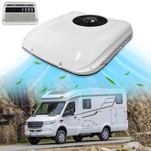 7000BTU Air Conditioner, 12V/24V Mini Integrated Roof Air Conditioner, 700W DC Air Conditioner, Rapid Cooling, Overvoltage Protection, for Semi-Truck, Bus, Camper, Pickup, Motorhome, Van, Trailer