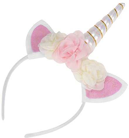 WOONEKY 1Stk Leuchtendes Einhorn-Stirnband Haarbänder für Mädchen Kiemen Haarband schöner Haarreif kinder haargummis kinder haarschmuck Einhorn-Haarreifen Weihnachtshaarband Stoff Weiß