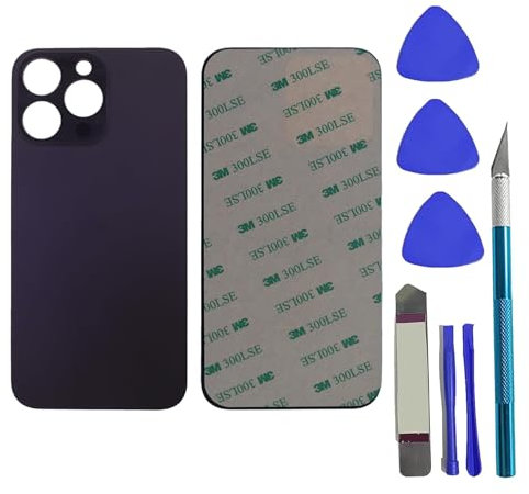 Peixiong Cubierta Trasera de Cristal de Repuesto para iPhone 14 Pro MAX de 6.7 Pulgadas con Adhesivo preinstalado y Kit de Herramientas de reparación (Morado Profundo)