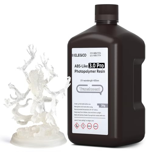 ELEGOO ABS-Like 3.0 Pro Resin Transluzent 2000g, Aufgerüstetes 3D-Drucker Harz für höhere Hitze- und Kratzfestigkeit, Kompatibel mit den meisten MSLA/LCD/DLP-Lichtaushärtungs-3D-Druckern