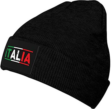 Beanie Mütze Italia Italien Italienische Flagge Strickmütze Daily Beanie Hut Unisex Cuffed Hats Für Wandern Camping Travel