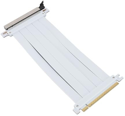 Lazmin112 PCIE 5.0 X16 Riser-Kabel, Weißer 128-Gbit/s-GPU-Verlängerungsadapter, Kompatibel mit RTX4090 (ti) und RX8900 (xt), für PC-Gehäuse, Server, Gaming, mit Einzigartigem Kabelschutz