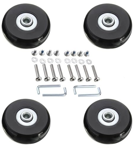JiaDanweng Ersatzrollen Koffer, 4 Gummi Ersatz Rollen Leicht, Kofferrollen Ersatzteile Set für Hartschalenkoffer Trolleys Luggage Tourister Cart