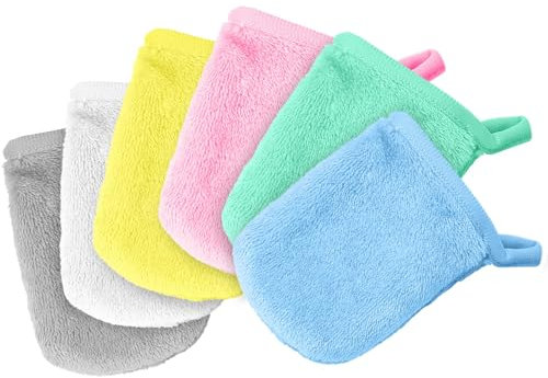 NISENTIA Lot de 6 gants de toilette en tissu éponge, 100 % coton, pour le corps, le visage, le corps, les enfants et les adultes, 11 x 8 cm
