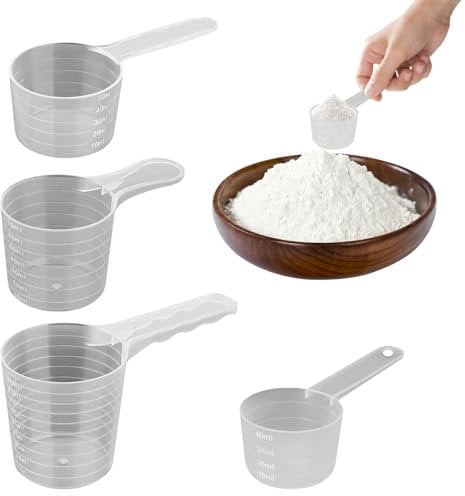 Measuring Scoop,4Pcs Washing Powder Scoop 100 ml, 70 ml, 50 ml, 40 ml,Plastic Transparent Measuring Spoons for Protein Powder, Milk Powder, Flour, Kitchen Supplies