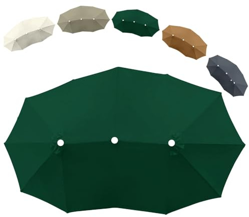 VLKLPZAHAK Auvent De Parasol Double 460cm Grand Modèle, Housse De Rechange pour Parasol De Terrasse Tissu De Rechange, Anti-UV/Imperméable(Green)