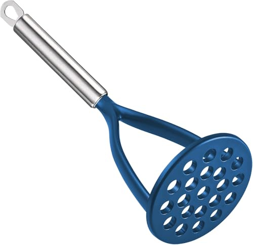 Tenta Kitchen Kartoffelstampfer mit langem Edelstahlgriff, großes rundes Loch, Kartoffelstampfer, Platte, Babynahrungsstampfer, stabil und einfach zu bedienen, für Kochen und Küchenhelfer