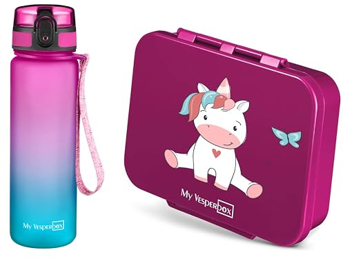 My Vesperbox - Bia Set – Brotdose & 750ml Trinkflasche für Kinder – auslaufsicher & BPA-frei – Lunchbox für Schule & Kindergarten - Bento Box Set