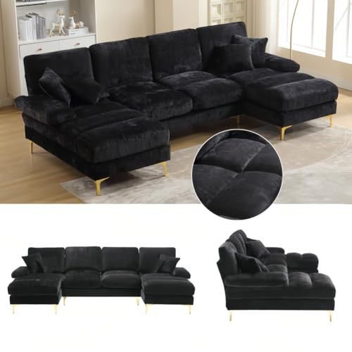 TUPOSTAR Modernes, GroßEs Ecksofa Aus Chenille, Ecksofa „Cloud, 4-Sitzer-Sofa Aus Chenille, Mit Doppelter Liegefunktion, FüR Wohnzimmer, Schlafzimmer, BüRo,06