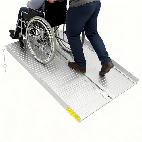 Rampa per sedia a rotelle, pieghevole, 3 m, 90 x 73 cm, portata 300 kg, rampa di carico in alluminio, per accesso accessibile all'ingresso, soglia, scale, toilette, anziani, disabili