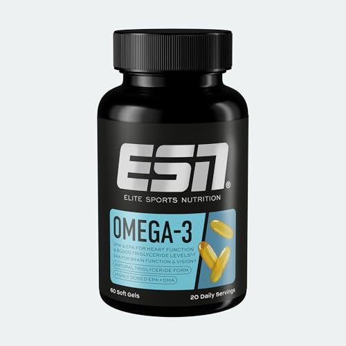 ESN Omega-3 60 Kapseln, 20 Portionen | Hochdosiert mit 1200 mg EPA und 900 mg DHA pro Tagesportion - ohne fischigen Nachgeschmack - getestet auf Schwermetalle