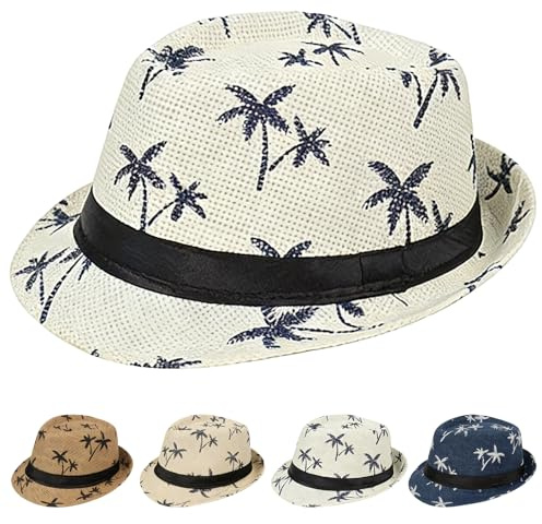 AUNGCSHE Chapeau de paille pour homme, tropique, vacances, chapeau de soleil, pour carnaval et fête à thème, chapeau de soleil