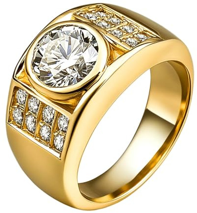 KnSam Echt Goldschmuck Verlobungsring Weißgold Au 375/585/750, Partnerringe Siegel mit Moissanit, Ring 9K/14K/18K Weiß Gold, Gr.47-65