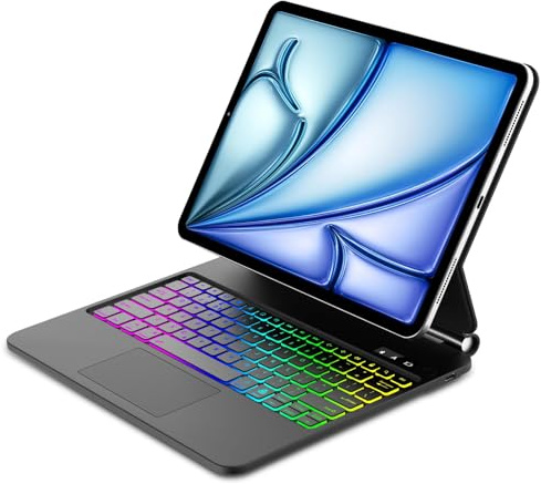 Magic Keyboard for iPad Air 13 Inch (M3 2025, M2 2024) and iPad Pro 12.9 Inch (6th/5th/4th/3rd Gen), Slim Magnetic Floating Stand and Multi-Touch Trackpad, UK Layout Keyboard Case with Backlit, Black