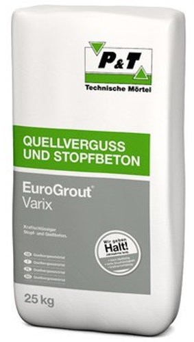 EuroGrout Varix Fliess-u.Stopfmoertel 0-4 mm 25 kg - kraftschlüssiger Stopf- und Gießbeton für kleinere Verschlussarbeiten