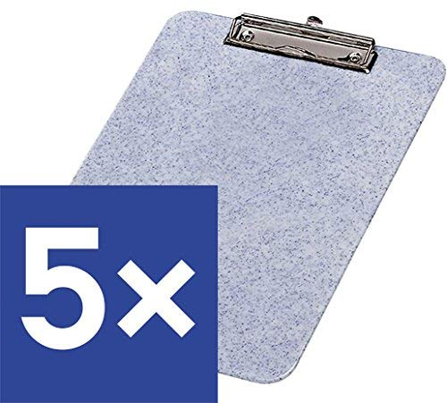 Wedo Klemmbrett A4, Kunststoff mit abgerundeten Ecken (granit / 5er Pack)