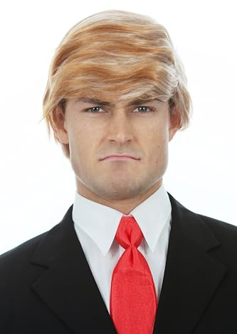 ALLAURA Kompatibel mit Donald Perücke, kultiges blondes Haarteil für Erwachsene und Kinder, realistische Halloween-Perücke für Männer und Frauen, ideal für Kostüme, Cosplay, Partys, Events