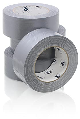 diffutec PANZERTAPE POWER PERFORMANCE - 50 mm x 50 Meter je Rolle, stark klebend - handreißbar - Farbe: silbergrau - | Steinband | Reparaturband | Duct Tape | Gewebeband | 4 Rollen [Profi Pack]