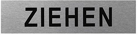 Pro Plus Türschilder in verschieden Größen, Bilder, Sprüche Türschild selbstklebend auch Firmenschilder oder Büroschilder (Ziehen 160x40mm Silber)