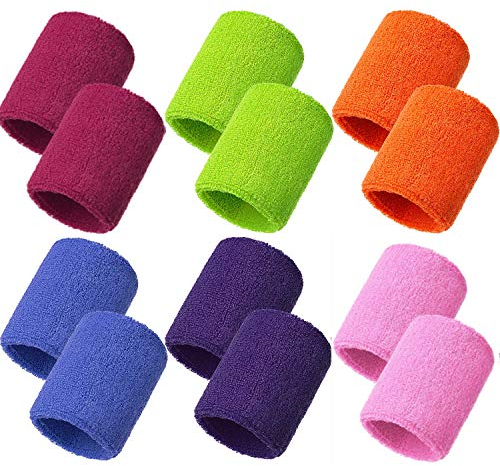 Jieddey Serre-Poignets Bracelets,6 Paires Absorbants Poignet Bandeau Coton Sport Sweatband Eponge Poignet pour Uomini Donne Badminton Tennis Football Basketball Running Gym Fitness 8 * 8 CM